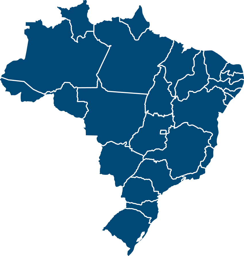 Mapa do Brasil com as localizações das unidades da Ceva