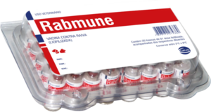 Embalagem do Rabmune &mdash; vacina antirr&aacute;bica veterin&aacute;ria